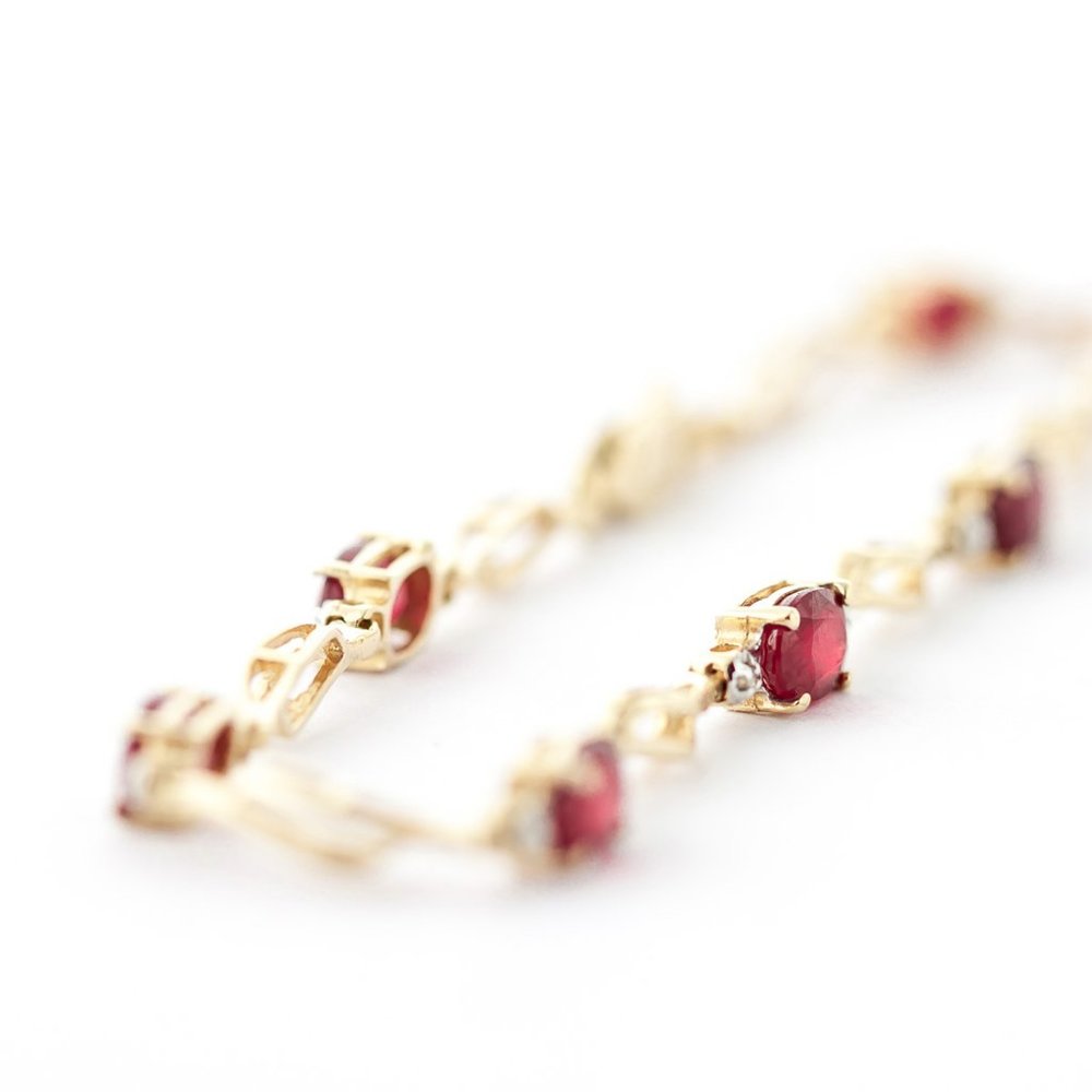 14k Gold Tennis Bracelet Rubies & Diamonds - Picture 6 of 9
